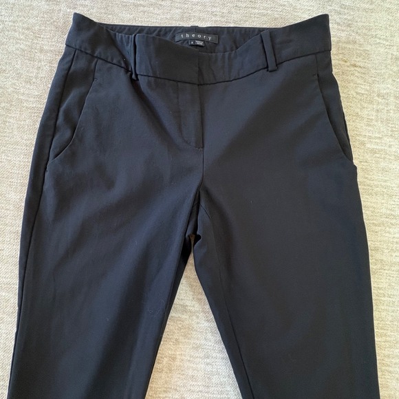 Theory Pants Womens 2‎ Black Cropped Dress Trouser Stretch Office Work Pockets - Picture 2 of 11